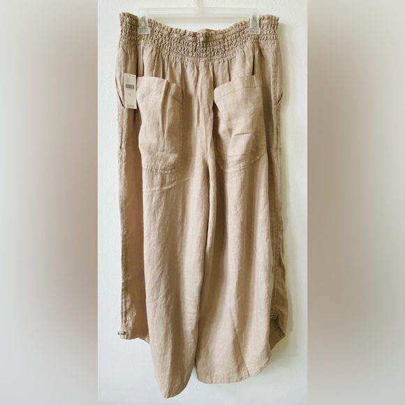 NWT Antropologie Ruched Linen Parachute Pants L - Picture 6 of 8
